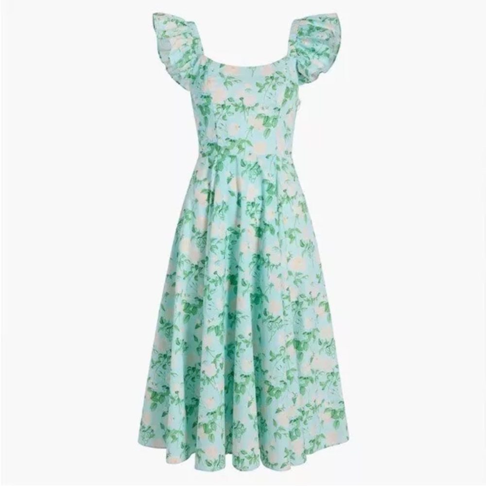 Hill House Daphne Dress | Blue Peony Floral Cotton Midi | Size Small - Picture 4 of 6